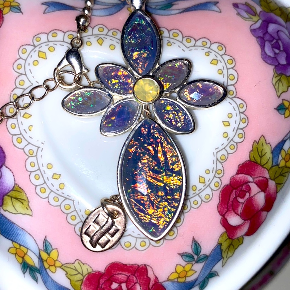 Iridescent Cross Necklace